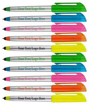 Personalized Pens with Highlighter and Stylus -175 Pack Bulk-Free Imprint - 3 In Highlighter, Ballpoint Pen, and Stylus Combo- add Custom Business Name, Logo or Gift Message- Assorted, Colored Imprint Personalized Pens with Highlighter and Stylus -175 Pack Bulk-Free Imprint - 3 In Highlighter, Ballpoint Pen, and Stylus Combo- add Custom Business Name, Logo or Gift Message- Assorted, Colored Imprint