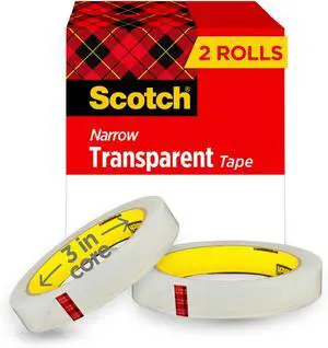 Transparent Tape, 2 Rolls, 1/2 x 2592 Inches, Classic Glossy-Finish, Boxed (Pack of 12) Transparent Tape, 2 Rolls, 1/2 x 2592 Inches, Classic Glossy-Finish, Boxed (Pack of 12)