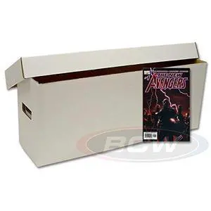 (10) Brand Long White Comic Book Cardboard Storage Box Holder Case (10) Brand Long White Comic Book Cardboard Storage Box Holder Case