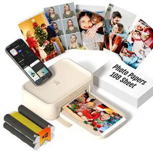 4x6 Photo Printer, CP4100 Instant Photo Printer for iPhone & Android with 108 Sheets & 2 Cartridges, Wireless Portable Picture Printer, 300DPi Thermal Dye Sublimation, Beige 4x6 Photo Printer, CP4100 Instant Photo Printer for iPhone & Android with 108 Sheets & 2 Cartridges, Wireless Portable Picture Printer, 300DPi Thermal Dye Sublimation, Beige