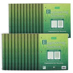 Graph Ruled Spiral Engineering Notebook, Engineering Graph Paper, 24 Pack, 5x5 Enclosed Grid, 8.5" x 11", 80 Perforated Sheets, 3 Hole Punched, Green Tinted Sheets, Made in USA Graph Ruled Spiral Engineering Notebook, Engineering Graph Paper, 24 Pack, 5x5 Enclosed Grid, 8.5" x 11", 80 Perforated Sheets, 3 Hole Punched, Green Tinted Sheets, Made in USA