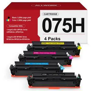 075H 075 High Capacity Toner Compatible Replacement for Canon 075H Toner Cartridge Set Works for Canon Color imageCLASS LBP646Cdw LBP647Cdw MF665Cdw MF663Cdw MF662Cdw LBP640 MF660 Printer Ink, 4-Pack 075H 075 High Capacity Toner Compatible Replacement for Canon 075H Toner Cartridge Set Works for Canon Color imageCLASS LBP646Cdw LBP647Cdw MF665Cdw MF663Cdw MF662Cdw LBP640 MF660 Printer Ink, 4-Pack