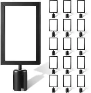 16 Pcs Stanchion Sign Holder Double Sided Sign Frame with Cover Stanchion Top Frames for 8.58 x 12.52 Inches Paper Size for Crowd Control Sentry Stanchions, Black 16 Pcs Stanchion Sign Holder Double Sided Sign Frame with Cover Stanchion Top Frames for 8.58 x 12.52 Inches Paper Size for Crowd Control Sentry Stanchions, Black