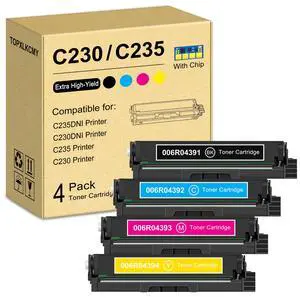 C230/C235 High-Yield Laser Toner Cartridge (4-Pack, Black, Cyan, Magenta, Yellow) 006R04391 006R04392 006R04393 006R04394 Replacement for Xerox C230 C230/DNI C235 C235/DNI Printer C230/C235 High-Yield Laser Toner Cartridge (4-Pack, Black, Cyan, Magenta, Yellow) 006R04391 006R04392 006R04393 006R04394 Replacement for Xerox C230 C230/DNI C235 C235/DNI Printer