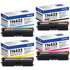TN433 TN-433 Toner Cartridge 4-Pack High Yield Compatible TN433BK TN433C TN433M TN433Y Replacement for Brother TN433 TN-433 433 MFC-L8900CDW HL-L8360CDW Printer TN433 TN-433 Toner Cartridge 4-Pack High Yield Compatible TN433BK TN433C TN433M TN433Y Replacement for Brother TN433 TN-433 433 MFC-L8900CDW HL-L8360CDW Printer