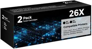 26X Black Toner Cartridge Compatible for HP Printer 26X CF226X 26A CF226A | Laser Jet Toner Cartridge with M402n M426fdw Toner Cartridges (2-Pack, High Yield up to 9,100 Pages) 26X Black Toner Cartridge Compatible for HP Printer 26X CF226X 26A CF226A | Laser Jet Toner Cartridge with M402n M426fdw Toner Cartridges (2-Pack, High Yield up to 9,100 Pages)