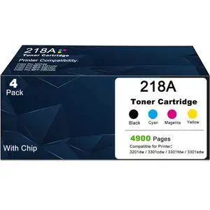218A Toner Cartridges Combo Pack Compatible Replacement for HP 218A for Color Laserjet Pro 3201dw MFP 3301fdw 3301cdw 3301sdw 3201 dw 3301 fdw cdw sdw Printer W2180A (Black Cyan Magenta Yellow 4-Pack) 218A Toner Cartridges Combo Pack Compatible Replacement for HP 218A for Color Laserjet Pro 3201dw MFP 3301fdw 3301cdw 3301sdw 3201 dw 3301 fdw cdw sdw Printer W2180A (Black Cyan Magenta Yellow 4-Pack)