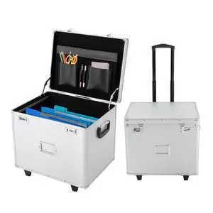 Rolling Cart for Teachers, Rolling File Cart with Hanging Folders, Portable File Box with Handle, Aluminum Alloy, Passcode Lock, Silver Rolling Cart for Teachers, Rolling File Cart with Hanging Folders, Portable File Box with Handle, Aluminum Alloy, Passcode Lock, Silver