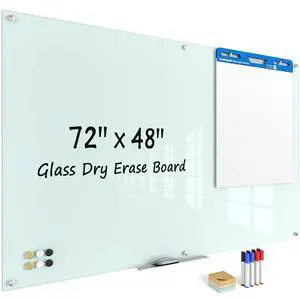 Large Glass Whiteboard, Enhanced Magnetism Glass Dry Erase Board for Wall, 72" x 48" Magnetic Tempered Glass Board, 6' x 4' Big White Board for Home, Office, School Large Glass Whiteboard, Enhanced Magnetism Glass Dry Erase Board for Wall, 72" x 48" Magnetic Tempered Glass Board, 6' x 4' Big White Board for Home, Office, School