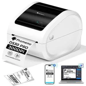 Ethernet Thermal Label Printer, 300DPI with Built-in Paper Bin | D530Pro 4X6 Shipping Label Printer for Small Business, Home, Office, Compatible with Ethernet/Bluetooth/USB, Amazon, USPS Ethernet Thermal Label Printer, 300DPI with Built-in Paper Bin | D530Pro 4X6 Shipping Label Printer for Small Business, Home, Office, Compatible with Ethernet/Bluetooth/USB, Amazon, USPS