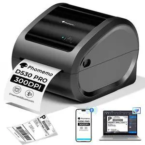 300DPI Ethernet Thermal Label Printer 4x6 with Built-in Paper Bin | D530Pro shipping label printer for small business/home/office, Ethernet/Bluetooth/USB connection, compatible with Amazon/USPS 300DPI Ethernet Thermal Label Printer 4x6 with Built-in Paper Bin | D530Pro shipping label printer for small business/home/office, Ethernet/Bluetooth/USB connection, compatible with Amazon/USPS