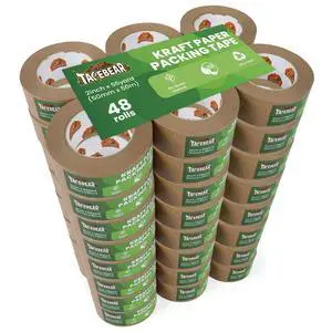 Eco-Friendly Kraft Paper Tape, Biodegradable Heavy Duty Packing Tape 2Inch x 55Yard, Recyclable Packaging Tape Self Adhesive Box Tape for Shipping, Sealing, Moving & Masking, 48Rolls Eco-Friendly Kraft Paper Tape, Biodegradable Heavy Duty Packing Tape 2Inch x 55Yard, Recyclable Packaging Tape Self Adhesive Box Tape for Shipping, Sealing, Moving & Masking, 48Rolls
