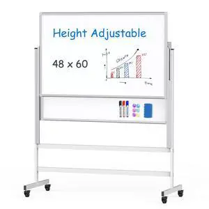 Dry Erase Whiteboard Height Adjustable, Easel Stand Rolling White Board on Wheels - 48 x 60 Large Mobile Dry Erase Board, 4' x 5' Double Sided Magnetic Whiteboard for School Office Home Dry Erase Whiteboard Height Adjustable, Easel Stand Rolling White Board on Wheels - 48 x 60 Large Mobile Dry Erase Board, 4' x 5' Double Sided Magnetic Whiteboard for School Office Home