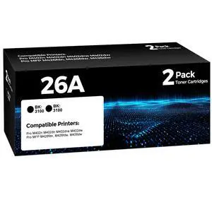 26A CF226A Toner Cartridge Black 2 Pack Compatible for HP 26A CF226A 26X CF226X CF226 Toner Cartridges Replacement for Laserjet Pro M402n M402dn M402dne M402dw, Pro MFP M426fdn M426fdw M426dw Printers 26A CF226A Toner Cartridge Black 2 Pack Compatible for HP 26A CF226A 26X CF226X CF226 Toner Cartridges Replacement for Laserjet Pro M402n M402dn M402dne M402dw, Pro MFP M426fdn M426fdw M426dw Printers