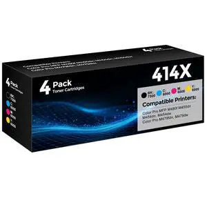 414X Toner Cartridges 4 Pack M479fdw Toner Cartridges Compatible with HP 414X W2020X 414A W2020A Toner (with New Chip) for Pro MFP M454dw M454dn M455dn M479fdn Printer(Black/Cyan/Yellow/Magenta) 414X Toner Cartridges 4 Pack M479fdw Toner Cartridges Compatible with HP 414X W2020X 414A W2020A Toner (with New Chip) for Pro MFP M454dw M454dn M455dn M479fdn Printer(Black/Cyan/Yellow/Magenta)