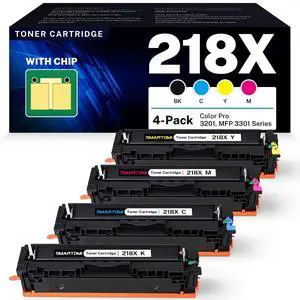 218X Toner Cartridges 4-Pack High Yield (with Chip) Compatible Replacement for HP Color Pro MFP 3301SDW 3301CDW 3301FDW 3201DW Printer 3301 3201 Series | W2180X W2181X W2182X W2183X 218X Toner Cartridges 4-Pack High Yield (with Chip) Compatible Replacement for HP Color Pro MFP 3301SDW 3301CDW 3301FDW 3201DW Printer 3301 3201 Series | W2180X W2181X W2182X W2183X