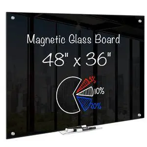 Black Dry Erase Board 48" x 36", Black Whiteboard Glass Frameless, Large Magnetic Glass White Board for Office School Black Dry Erase Board 48" x 36", Black Whiteboard Glass Frameless, Large Magnetic Glass White Board for Office School
