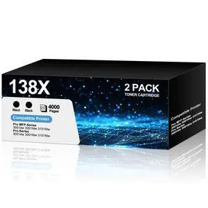 138X W1380X Toner Cartridge 2 Black with Chip Compatible for HP 138X Work with Laser Jet Pro 3001dw 3001fdw 3001, MFP 3101fdw 3101 High Yeild Printer Toner Cartridge 4,000 Pages 138X W1380X Toner Cartridge 2 Black with Chip Compatible for HP 138X Work with Laser Jet Pro 3001dw 3001fdw 3001, MFP 3101fdw 3101 High Yeild Printer Toner Cartridge 4,000 Pages