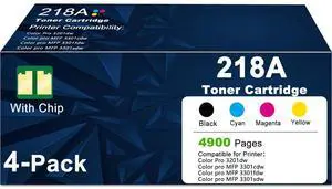 218A Toner Cartridges Combo Pack Compatible Replacement for HP 218A Work for Color Laserjet Pro 3201dw MFP 3301fdw 3301cdw 3301sdw 3201 dw 3301 fdw cdw Printer W2180A 4-Pack Black Cyan Magenta Yellow 218A Toner Cartridges Combo Pack Compatible Replacement for HP 218A Work for Color Laserjet Pro 3201dw MFP 3301fdw 3301cdw 3301sdw 3201 dw 3301 fdw cdw Printer W2180A 4-Pack Black Cyan Magenta Yellow