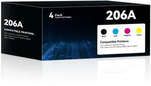 206A Toner Cartridge 4 Pack High Yield Replacement for M283fdw M283cdw Toner Compatible for 206A 206X Work for HP Color LaserJet Pro M255dw M255nw MFP M283fdw M283cdw M282nw M283fdn Printer(BK/C/Y/M) 206A Toner Cartridge 4 Pack High Yield Replacement for M283fdw M283cdw Toner Compatible for 206A 206X Work for HP Color LaserJet Pro M255dw M255nw MFP M283fdw M283cdw M282nw M283fdn Printer(BK/C/Y/M)