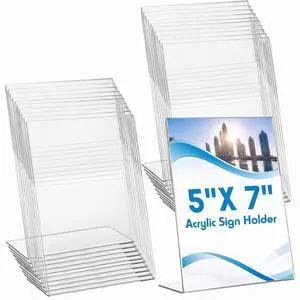 200 Pcs 5 x 7 Inch Acrylic Sign Holder Acrylic Picture Frames Plastic Picture Flyer Holder l Shaped Photo Frames Self Standing Desktop Table Signs for Office, Store, Restaurant, Vertical 200 Pcs 5 x 7 Inch Acrylic Sign Holder Acrylic Picture Frames Plastic Picture Flyer Holder l Shaped Photo Frames Self Standing Desktop Table Signs for Office, Store, Restaurant, Vertical