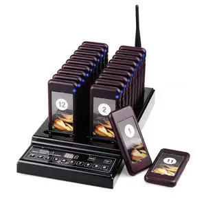 20-Pack Guest Paging System for Restaurants Food Trucks Coffee Shops Offices - 1,000-Meter Wireless Range with 20 Receivers Black 20-Pack Guest Paging System for Restaurants Food Trucks Coffee Shops Offices - 1,000-Meter Wireless Range with 20 Receivers Black