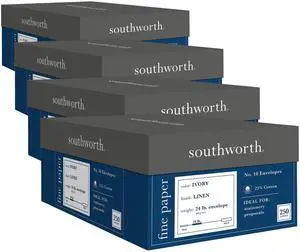 FSC Certified 55% Recycled 25% Cotton Linen Business Envelopes, 10 (4 1/8in x 9 1/2in), 24 Lb, Ivory, Box Of 250, J564-10 (Pack of 4) FSC Certified 55% Recycled 25% Cotton Linen Business Envelopes, 10 (4 1/8in x 9 1/2in), 24 Lb, Ivory, Box Of 250, J564-10 (Pack of 4)