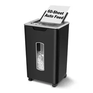 60 Sheets Auto Feed Paper Shredder for Home Office | P-4, 15 Mins Runtime, 5.8 gal, Shreds CDs & Credit Cards 60 Sheets Auto Feed Paper Shredder for Home Office | P-4, 15 Mins Runtime, 5.8 gal, Shreds CDs & Credit Cards