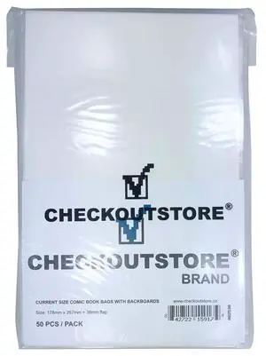 (500) Crystal Clear Comic Book Resealable Bags with Backing Boards (Current Age - White) (500) Crystal Clear Comic Book Resealable Bags with Backing Boards (Current Age - White)