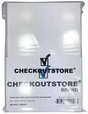 (500) Crystal Clear Comic Book Resealable Bags with Backing Boards (Silver Age - White) (500) Crystal Clear Comic Book Resealable Bags with Backing Boards (Silver Age - White)