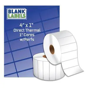 4" x 1" Direct Thermal Labels. 1,375 per Roll on 1" Cores. Compatible with Desk Top Zebra Printers. Brand Manufactured in The USA. (40 Rolls) 4" x 1" Direct Thermal Labels. 1,375 per Roll on 1" Cores. Compatible with Desk Top Zebra Printers. Brand Manufactured in The USA. (40 Rolls)