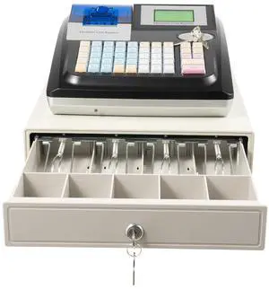 Electronic Cash Register, 48 Keys Commercial Cash Register with LED Display and Thermal Printer Head, 4 Bill 5 Coin Tabletop Cash Register Drawer Receipt Printer for Retailer Supermarket Electronic Cash Register, 48 Keys Commercial Cash Register with LED Display and Thermal Printer Head, 4 Bill 5 Coin Tabletop Cash Register Drawer Receipt Printer for Retailer Supermarket