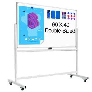 Mobile Whiteboard on Wheels 60 X 40, Double-Sided Large Rolling White Board Dry Erase Board with Stand, Magnetic Whiteboard with Stand, Portable Standing Whiteboard for Home Office School Mobile Whiteboard on Wheels 60 X 40, Double-Sided Large Rolling White Board Dry Erase Board with Stand, Magnetic Whiteboard with Stand, Portable Standing Whiteboard for Home Office School