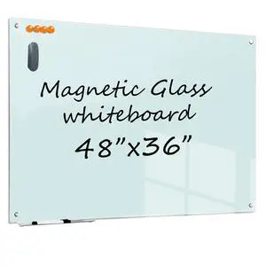 Glass Dry Erase White Board - 48 x 36 Inches Magnetic Glass Whiteboard for Wall Mounted, 4' x 3' Frameless Boards for Classroom Home, Office Supplies Glass Dry Erase White Board - 48 x 36 Inches Magnetic Glass Whiteboard for Wall Mounted, 4' x 3' Frameless Boards for Classroom Home, Office Supplies