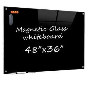 Glass Dry Erase Black Board - Magnetic Blackboard 48"X36" Frameless Whiteboard Clear Glass Boards with Super Strong Magnets, Wall Mounted for Office, Classroom and Home Glass Dry Erase Black Board - Magnetic Blackboard 48"X36" Frameless Whiteboard Clear Glass Boards with Super Strong Magnets, Wall Mounted for Office, Classroom and Home