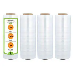 PSBM Stretch Wrap, 8 Rolls 15 Inch x 1500 Feet 70 Gauge Heavy Duty Clear Plastic Wrap Industrial Strength Shrink Film for Moving, Packing & Shipping PSBM Stretch Wrap, 8 Rolls 15 Inch x 1500 Feet 70 Gauge Heavy Duty Clear Plastic Wrap Industrial Strength Shrink Film for Moving, Packing & Shipping
