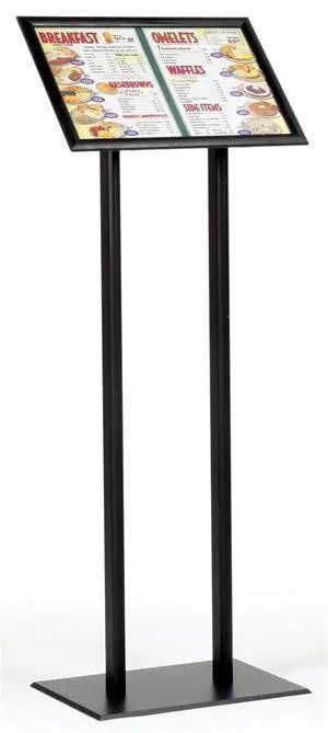 Poster Display 16-1/2 w x 47 h x 11-3/4 d Matte Black Finish Aluminum Metal Snap Frame Sign Holder Freestanding Menu Stand Accommodates (2) 17 x 11 or (1) 8-1/2 x 11 Graphics Poster Display 16-1/2 w x 47 h x 11-3/4 d Matte Black Finish Aluminum Metal Snap Frame Sign Holder Freestanding Menu Stand Accommodates (2) 17 x 11 or (1) 8-1/2 x 11 Graphics