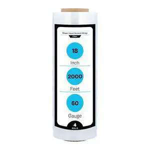Stretch Wrap, 4 Rolls, 18 Inch x 2000 Feet, 60 Gauge, Clear Plastic Cling, Blown Hand Stretch Film Rolls for Packaging Moving Pallets Stretch Wrap, 4 Rolls, 18 Inch x 2000 Feet, 60 Gauge, Clear Plastic Cling, Blown Hand Stretch Film Rolls for Packaging Moving Pallets