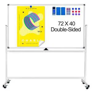 Large Rolling Whiteboard on Wheels 72 X 40, Double-Sided Mobile Dry Erase Board with Stand Magnetic White Board on Wheels, Portable Standing Whiteboard with 3 Eraser, 6 Markers, 10 Magnets Large Rolling Whiteboard on Wheels 72 X 40, Double-Sided Mobile Dry Erase Board with Stand Magnetic White Board on Wheels, Portable Standing Whiteboard with 3 Eraser, 6 Markers, 10 Magnets