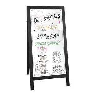A Frame Whiteboard Easel Sign 27x58 in - Sandwich Signs Outdoor | Solid Wood A Frame Whiteboard Sign, Magnetic Double-Sided Dry Erase, Black A Frame Whiteboard Easel Sign 27x58 in - Sandwich Signs Outdoor | Solid Wood A Frame Whiteboard Sign, Magnetic Double-Sided Dry Erase, Black