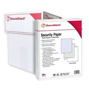 Advanced Blue Multi-Purpose Security Paper, 7 Features, 8.5 x 11 Inches, 24 lb, 2500 Sheets (04546C) Advanced Blue Multi-Purpose Security Paper, 7 Features, 8.5 x 11 Inches, 24 lb, 2500 Sheets (04546C)