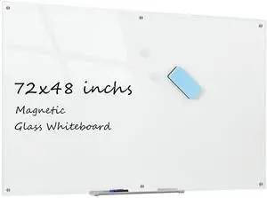 Glass Whiteboard Magnetic Dry Erase Board 6' x 4', Large Frameless Glass White Boards for Wall Office School Home Glass Whiteboard Magnetic Dry Erase Board 6' x 4', Large Frameless Glass White Boards for Wall Office School Home