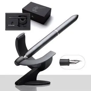 Hoverpen Future - Luxury Fountain Pen, Schmidt Nib (Fine), Converter, Extra Refill, Futuristic Aesthetic, Aerospace Metal, Best Pen Gift Set for Men & Women (Deep Black) Hoverpen Future - Luxury Fountain Pen, Schmidt Nib (Fine), Converter, Extra Refill, Futuristic Aesthetic, Aerospace Metal, Best Pen Gift Set for Men & Women (Deep Black)
