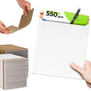 Rigid Mailers with Self-Seal, White 12.5 x 9.5 Inches, 100 Pack, 550 GSM Thick Paperboard Envelopes for Documents, Photos, CDs Rigid Mailers with Self-Seal, White 12.5 x 9.5 Inches, 100 Pack, 550 GSM Thick Paperboard Envelopes for Documents, Photos, CDs
