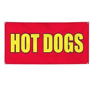 Vinyl Banner Multiple Sizes Hot Dogs Food Fair Promotion Business Restaurant & Food Outdoor Weatherproof Industrial Yard Signs Red 10 Grommets 60x144Inches Vinyl Banner Multiple Sizes Hot Dogs Food Fair Promotion Business Restaurant & Food Outdoor Weatherproof Industrial Yard Signs Red 10 Grommets 60x144Inches