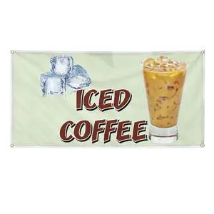 Vinyl Banner Multiple Sizes Iced Coffee Restaurant Cafe Bar D Restaurant & Food Outdoor Weatherproof Industrial Yard Signs White 10 Grommets 60x144Inches Vinyl Banner Multiple Sizes Iced Coffee Restaurant Cafe Bar D Restaurant & Food Outdoor Weatherproof Industrial Yard Signs White 10 Grommets 60x144Inches