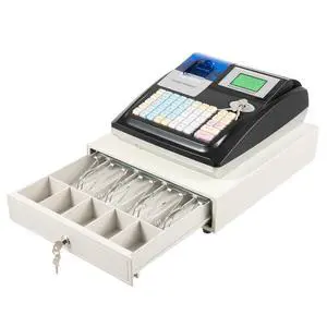 Electronic Cash Register, 48 Keys 35W Cash Register for Small Businesses with with 2.4in/s Printing Speed Cash Management System for Restaurant Supermarket Retail 8-Digits LED Display Black Electronic Cash Register, 48 Keys 35W Cash Register for Small Businesses with with 2.4in/s Printing Speed Cash Management System for Restaurant Supermarket Retail 8-Digits LED Display Black