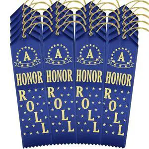 A Honor Roll Award Ribbons - 500 Blue Ribbons with Card & String A Honor Roll Award Ribbons - 500 Blue Ribbons with Card & String