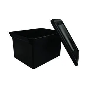 File Tote with Lid, 18 x 10.75 x 14 Inches, Black, Case of 8 (34052CT) File Tote with Lid, 18 x 10.75 x 14 Inches, Black, Case of 8 (34052CT)