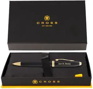 Cross Townsend Engraved Ballpoint Pen, Black Lacquer with 23K Gold Trim, Conical Top, Art Deco Design, Personalized Gift for Executives, Retirement, Board Members, Senior Partners, Cross Gift Box Cross Townsend Engraved Ballpoint Pen, Black Lacquer with 23K Gold Trim, Conical Top, Art Deco Design, Personalized Gift for Executives, Retirement, Board Members, Senior Partners, Cross Gift Box